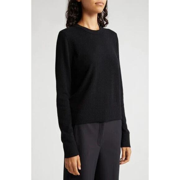 NWOT Vince Classic Crewneck Cashmere Sweater In Black Size Small - Picture 4 of 13